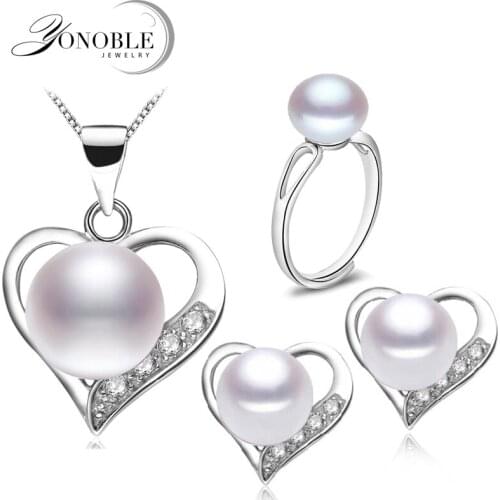 Real bridal freshwater pearl jewelry set 925 silver women,wedding natural pearl sets necklace earring anniversary girl best gift