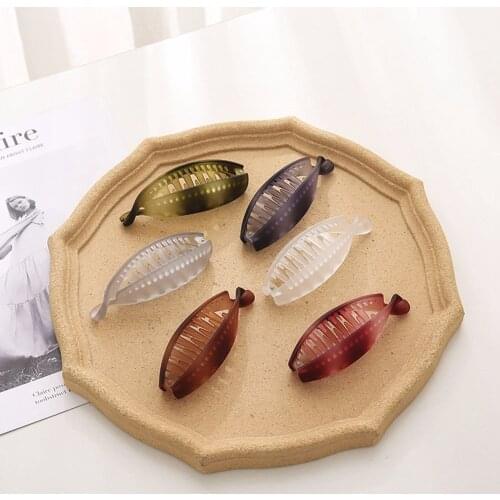 Korean Simple Oversized Fat Fish Banana Clip Retro Gradient Color Matte Wide Teeth Hair Claw Hairpins Temperament clip