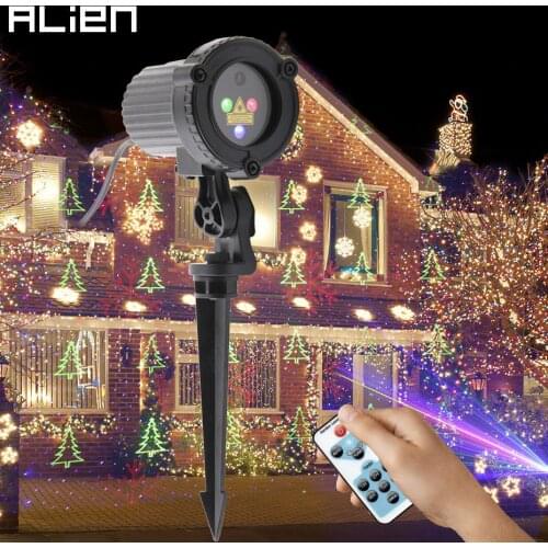 ALIEN RGB Remote Static Star Christmas Tree Snowflake Laser Light Projector Garden Outdoor Waterproof Xmas Holiday Shower Lights