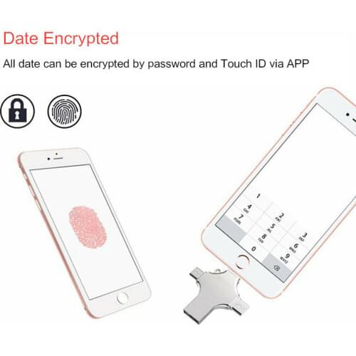 4 in 1 Metal OTG USB Flash Drive 256gb Pen Drive 16gb 32gb 64gb Usb 3.0 Flash Disk for iPhone X/8 Plus/8/7 Plus USB Memory Stick