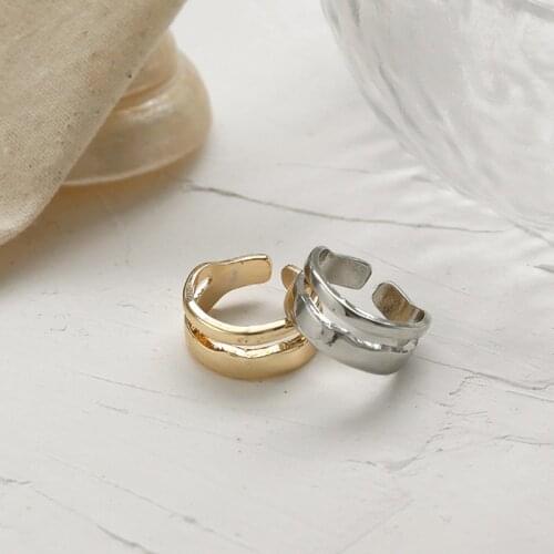 Fashion Simple 3-Color Geometry Metal Ring Elegant Female Wedding Opening Ring Jewelry Gift Punk Womens Party Accessories