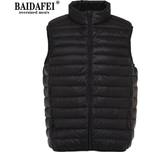 Oversized 5XL 6XL Mens Lightweight Water-Resistant Packable Puffer Vest Black Gray Sleeveless Jacket