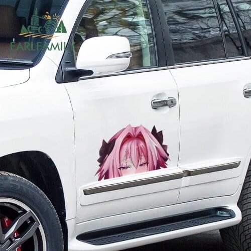 EARLFAMILY 26cm x 16.6cm for Astolfo Pink Peek Decal Window Occlusion Scratch Cartoon Car Stickers Personality Bumper Decoration