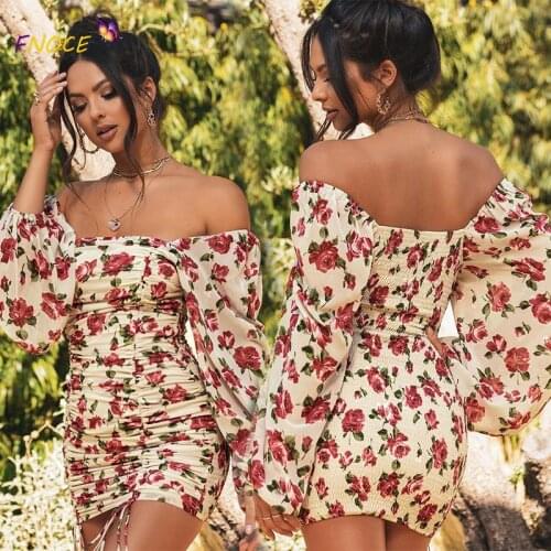 HAOOHU Vestidos Dress Elegant Dresses For Women 2020 Autumn New Fashion Pleated Print Long Sleeve Dress for Women