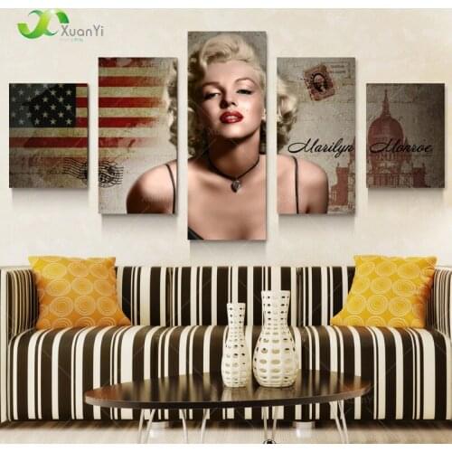 5 Piece Marilyn Monroe Poster Canvas Oil Painting Wall Picture For Living Room Home Decoration Canvas Art Modern Art Unframed