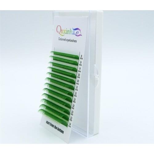 QUXINHAO green Mixed length C/D curl 0.07/0.1mm 8-14mm false lashes eyelash individual colored lashes Faux eyelash extensions