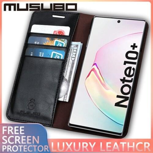 MUSUBO Luxury Leather case For Samsung Galaxy NOTE 10 + Magnetic Full Protect Phone Case Shockproof Flip Shell Slim Case Cover