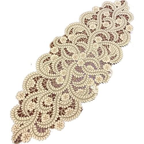 High-end luxury beige embroidery cloth art European home textiles table cloth table runner Dust cover