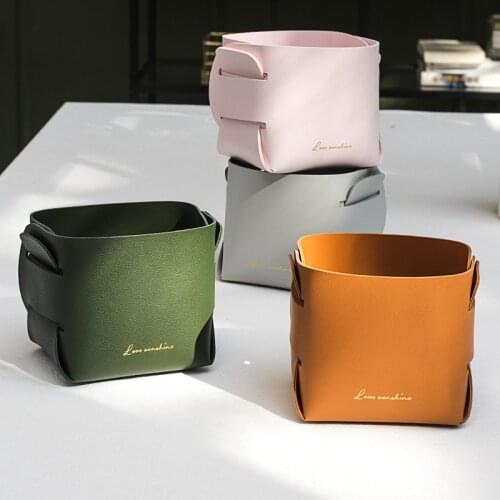 Emerald Leather Storage Box Home Jewelry PU Tray Sundries Makeup Lipstick Stationery Box Portable Tray Home Storage Appliance