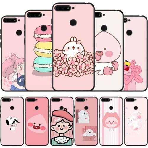 Pink cute and simple black Silicone Phone Case For honor 30 20 Pro 8 8X 9 10 20 Lite Mate 10 20 30 Lite Pro cover