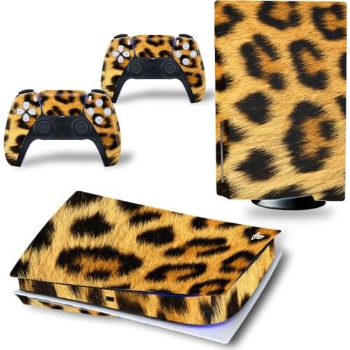 Leopard Print Style PS5 Disc Edition Skin Sticker for Playstation 5 Console & 2 Controllers Decal Vinyl Protective Skins Style 2