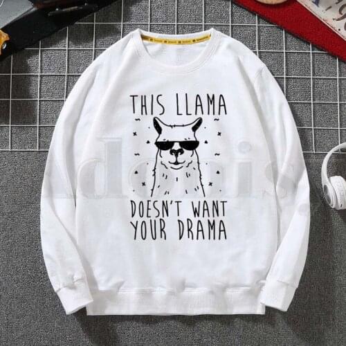 Alpaca Animal Printed Funny Llama Hoodies Sweatshirt Print Trend Mens Clothes Hip-Hop Male Crewneck Hoodies Men