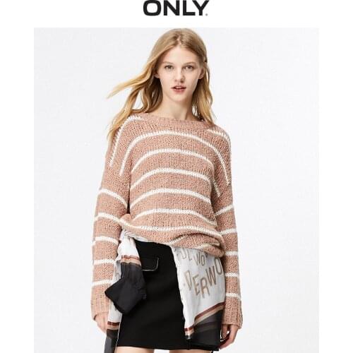 ONLY Womens Loose Fit Thin Striped Woven Yarn Knit Sweater | 119324502