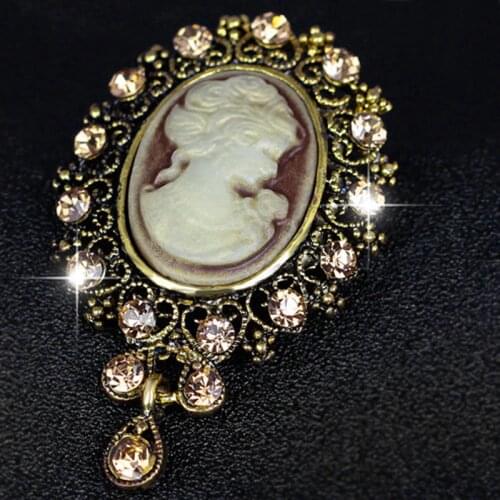 Lady Vintage Cameo Victorian Style Wedding Party Women Pendant Brooch Pin