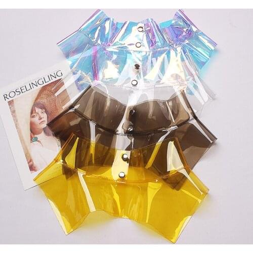 2020 New Laser Fashion Girdle Ruffled Slimming Wide Belt with Dress Leather Belt Plastic PVC Women Belt Harajuku Waist Belts