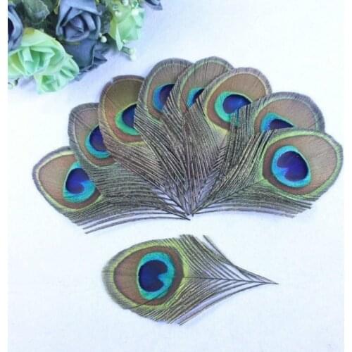 10PCS/Lot Peacock Feather Trimmed peacock eye costumes Necklace accessories Decorative Wedding Decoration DIY Feather