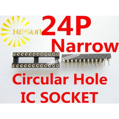40PCS/LOT 2.54MM 24P (2x12 Pins) Narrow Circular hole IC Socket