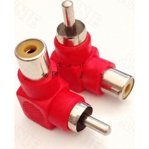 50pcs/lot RCA Male To Female Curved Converter 90 Degrees Male To Female Socket AV Rectangular Connector Adapter