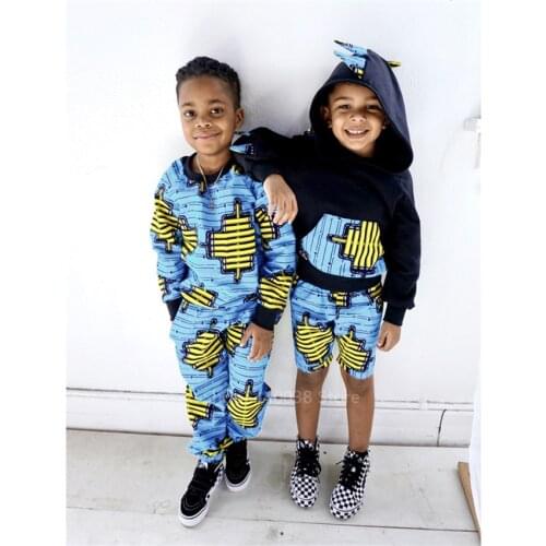 African Clothes Baby Girl Boy 2020 News Dashiki Print Hodded Coat Pants Suit Autumn Full Sleeve African Dresses for Women Kids