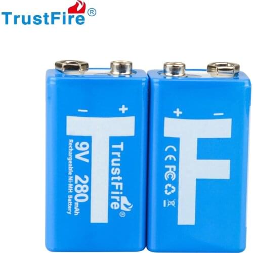 TrustFire 2PCS 9V 280mAh Ni-MH Low Self-Discharge Rechargeable Battery With Battery Box