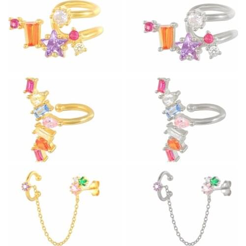 CANNER 925 Sterling Silver Earrings Color Diamond S925 Ear Clip for Unpierced Ears rings For Women Girls Single Pendientes Mujer