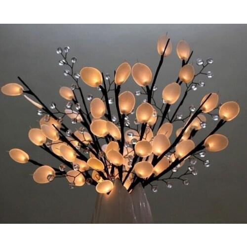 Free Shipping Battery Type Pearl White Silver Dollar LED Branch Light 20" 60 LED plus AA Standard Clear Acrylic beads Decora
