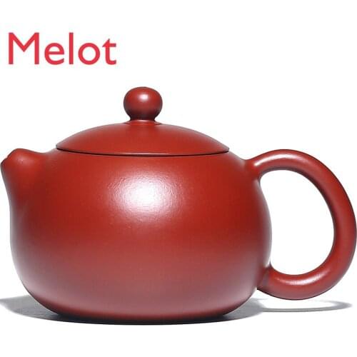 Yixing Purple Clay Pot Pure Handmade Cinnabar Sand Red Robe Xi Shi Pot Household Tea Set Ball Hole Small Xishi Teapot Set