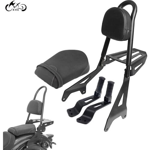Black Motorcycle Near Passenger Sissy Bar Seat Footpeg Pad Backrest For Yamaha Bolt XV950 R-Spec C-Spec