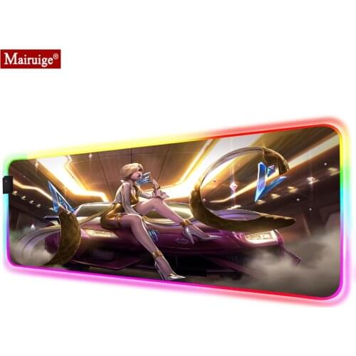 League of Legends Blonde Sports Car LED Mousepad RGB Glow XXL Large Mouse Pad 90x40cm Gamer Desk Mat for Laptop Table Pads