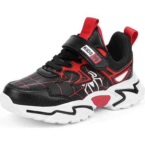 Spider Kids Sneakers Children Shoes For Boys Sneakers Girls Casual Shoes Leather Anti-slippery Hook&Loop tenis infantil menino