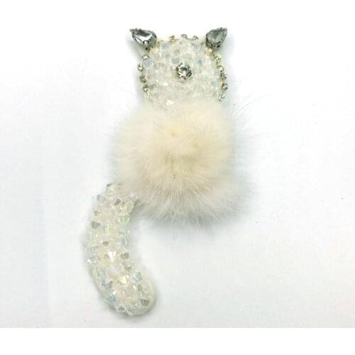 Cute Cat rabbit Handmade rhinestone beaded Patches for clothes Sew on sequins patch Applique embroidered parches bordados para