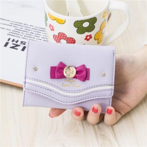 2021 Hot Sale Mini Solid Color Folding Zipper Coin Purse Clutch Bag Lady Leather Wallet Compact Portable PU Leather Card Case