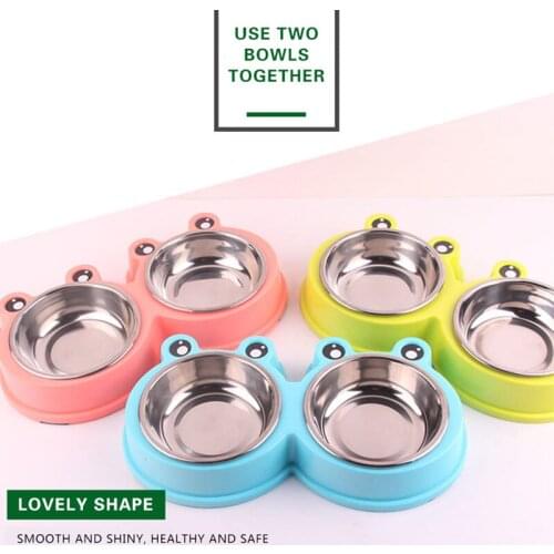 Pet Bowl Durable Cat Dog Double Bowls Stainless Steel Pet Food Container Water Bowl Non-Skid Feeder For Dogs Cats Pet Supplies