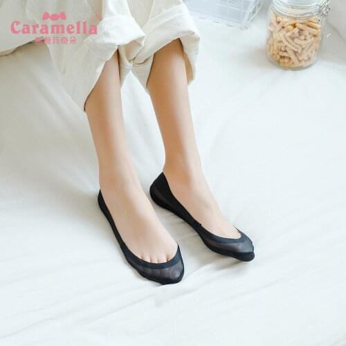 Caramella Top Quality Hot Sale Women Socks Cool No Allergy Summer Transparent Ice Skin Boat Socks Girls Nylon Socks Breathable