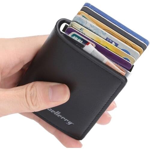New Arrival Soft Leather Wallet RFID Blocking ID Card Holder Multifunctional High Quality Money Bag Automatic Popup Card Case