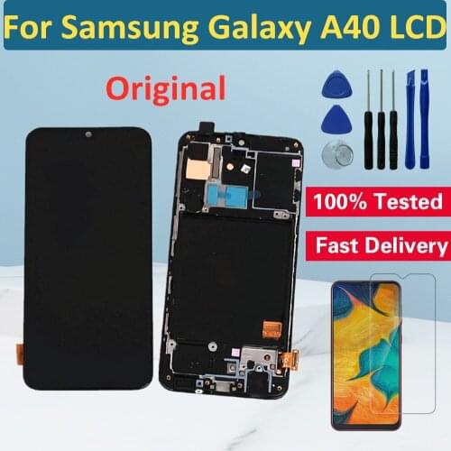 Original 5.9" LCD Screen For Samsung Galaxy A40 LCD Display With Frame Touch Panel Digitizer For Samsung A405 SM-A405F Display