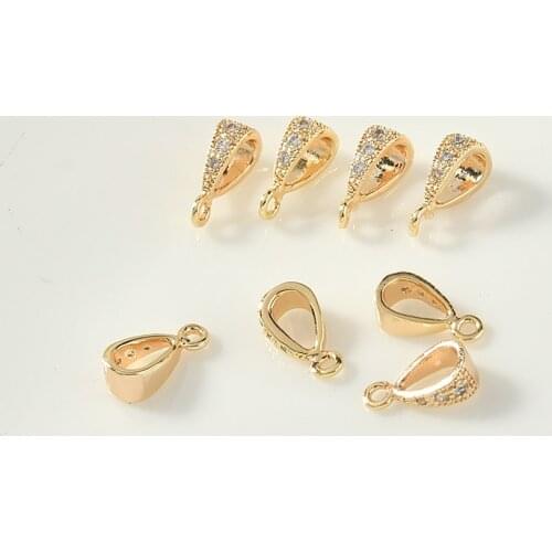 Maintains Color Copper Plated 18K Gold Inlaid Zircon Oval Buckle DIY Necklace Pendant Buckle Buckle Material Accessories 2pcs