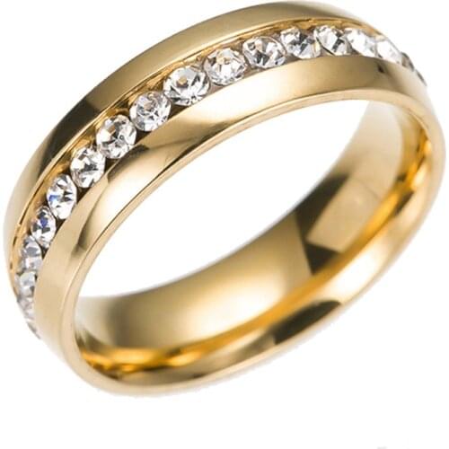 Couple Ring inlaid CZ Stone NFS micro Zirconium Plated Stainless Steel Lovers Ring variation preserved for a long time