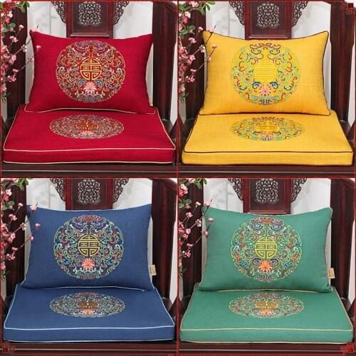 Luxury Thicken Chair Pads Seat Cushions Home Decor Chinese Lucky Cotton Linen Lumbar Support Pillow High End Christmas Cushions