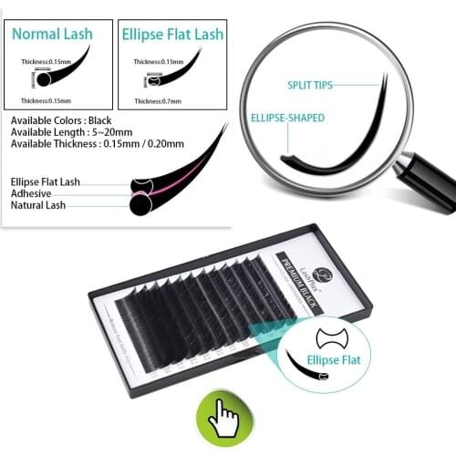 LASHPLUS Premade Matte Flat Eyelash Extensions Individual Mink Softer Ellipse Lash extension Split Tips Ligher 3D Looking Cilios