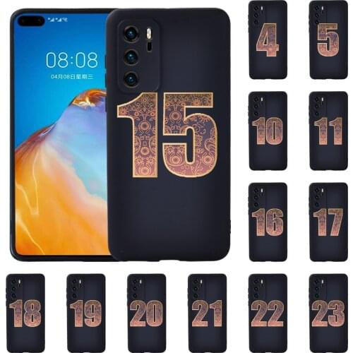 Luxury Soft TPU Silicone Phone Case for Huawei P20/P20 Pro/P30 Pro/P30 Plus/P30 LITE/P40/P40 Pro Number Pattern Cover