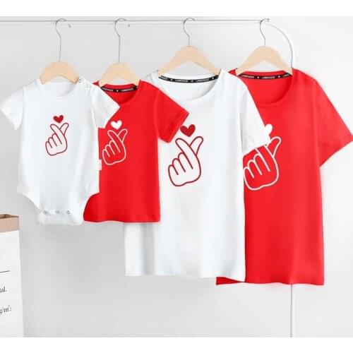 Family Matching Clothes Mother Father Daughter Son Kids T-shirt Baby Rompers Cartoons Love T-shirt Short Sleeve Couples Top