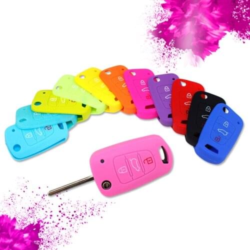 Silicone Key Cover For Kia RIO K2 K5 Sportage Sorento Hyundai i20 i30 i35 iX20 iX35 Solaris Verna Folding Key Cover Candy Color