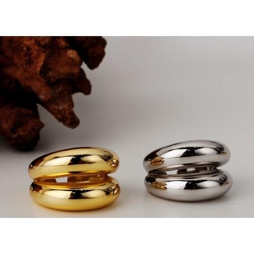 Silvology 925 Sterling Silver Double Layer Glossy Rings Top Quality Thick Light Luxury Exaggeration Rings 925 Supermodel Jewelry