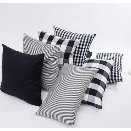 45x45/50x30cm black white gingham cushion cover sofa checkered throw pillowcase striped waist pillow cover buffalo check fabric