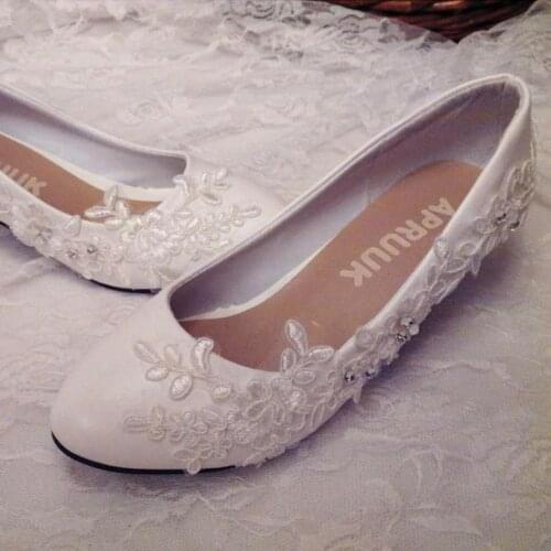 3cm low heel lace wedding shoes woman romantic elegant brides white lace wedding shoes customized med high heels girl dress pump