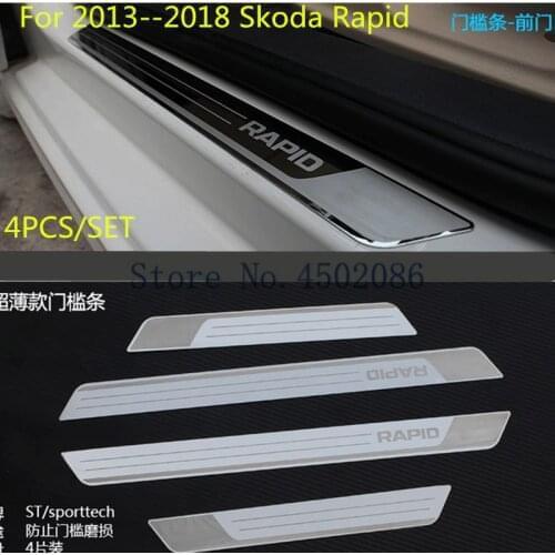 Ultra thin Door Sill Scuff Plate For 2013--2018 Skoda Rapid Car styling