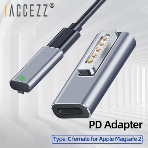 !ACCEZZ Magnetic USB C Adapter For Apple Magsafe 2 Macbook Pro Air Type C Female Max 60W Quick Charge PD Charger Conversion Plug