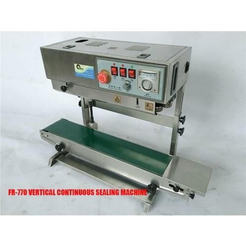 FR-770 Vertical Automatic Heat Plastic Bag Foil Bag Band Sealer Machine Sealing liquid and solid food continuous sealer