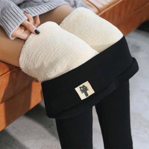 Women High Waist Plus Thick Warm Leggings Slim Stretch Thick Trouser Female Leggings Fleece Lined Thermal Skinny Yoga Pants 100g